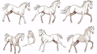 奔跑姿态各异的骏马图集