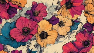 多彩花卉无缝图案设计