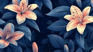 梦幻百合花卉图案背景