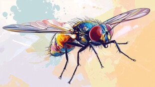 多彩艺术风苍蝇插画
