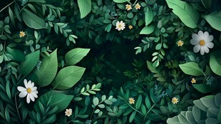 绿意盎然的花卉植物图景