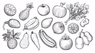 手绘果蔬集合