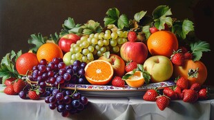 丰盛水果静物画