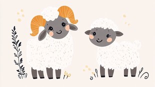 可爱双羊插画 温馨治愈