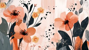 手绘花卉插画 柔和色调