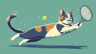 猫咪挥拍击球超萌瞬间