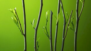 嫩绿枝芽展现生命活力