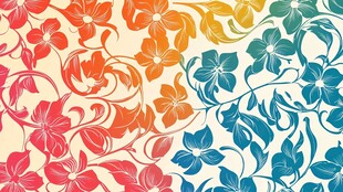 多彩花卉无缝图案背景