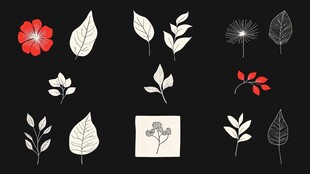 手绘花卉叶子图案集合