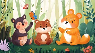 森林里的可爱动物聚会