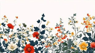 缤纷花卉边缘装饰图案