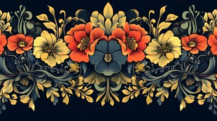 复古花卉图案装饰边饰