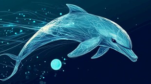 梦幻线条海豚跃动海洋