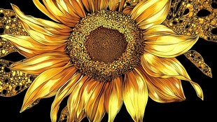 金色闪耀向日葵艺术插画