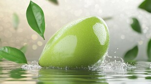 青果入水溅起清新瞬间