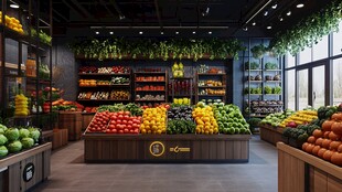 新鲜果蔬店的诱人陈列