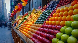 街头缤纷水果摊 色彩盛宴