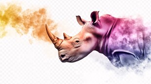 水彩风格犀牛形象插画