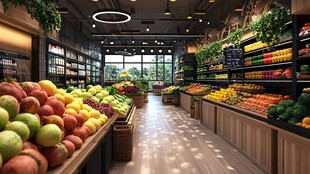 清新果蔬店内部场景展示