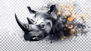 犀牛艺术插画 动感粒子特效