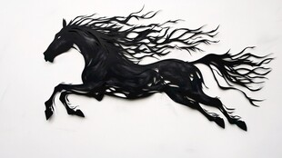 黑色奔马雕塑艺术作品