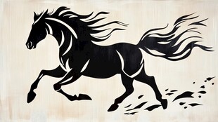 奔腾骏马剪影艺术图