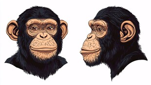 黑猩猩头部正反两面图像