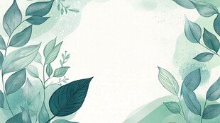 清新绿叶边框背景图