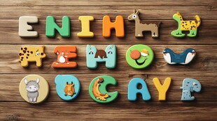 动物造型字母积木玩具展示