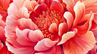 艳丽绽放的绚烂红牡丹