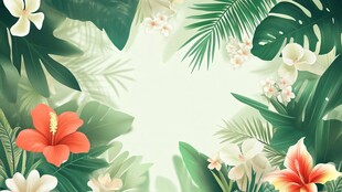 热带花卉绿植背景图