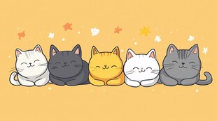 五只萌猫排排躺