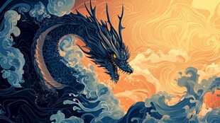 海浪中威严的东方巨龙