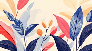 多彩叶片插画