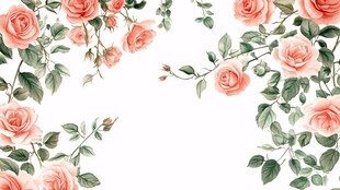 粉色玫瑰花卉边框图案