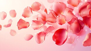 浪漫飞舞的粉色玫瑰花瓣
