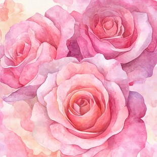 粉色水彩玫瑰花卉插画