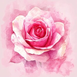 水彩粉玫瑰 柔美浪漫花卉