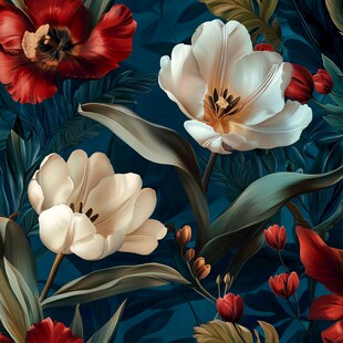 复古风花卉图案的精美画作