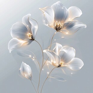 梦幻发光白色花朵插画