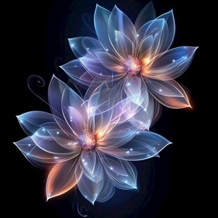 梦幻透明花朵艺术插画