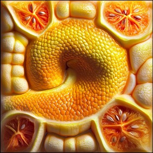 橙瓣中的奇幻蛇形图案