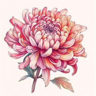 粉色绚丽菊花插画欣赏