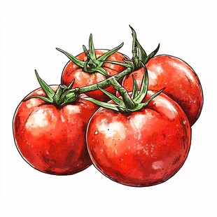 新鲜番茄插画