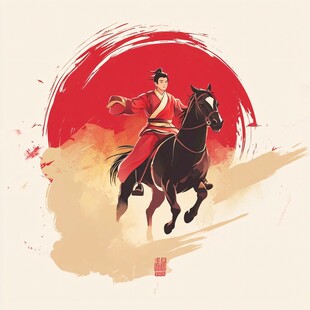 古风侠客策马奔腾图