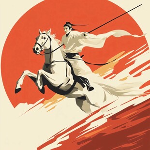 古风侠客策马奔腾图