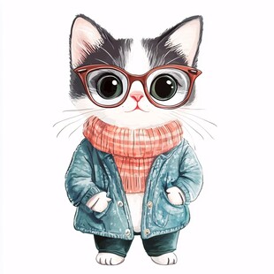 戴眼镜穿外套的可爱猫咪