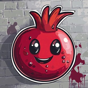 卡通笑脸石榴插画形象