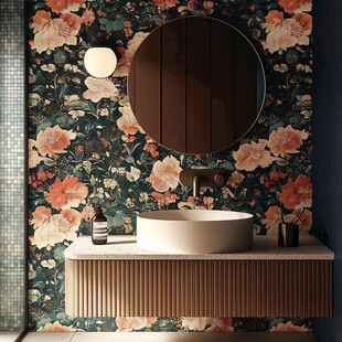 花卉风浴室洗手台设计