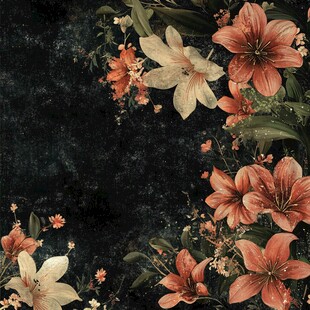 复古花卉深色背景装饰图